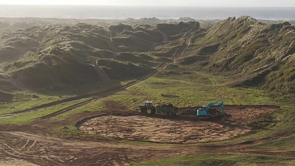 Two tractors in the dunes of Braunton burrows