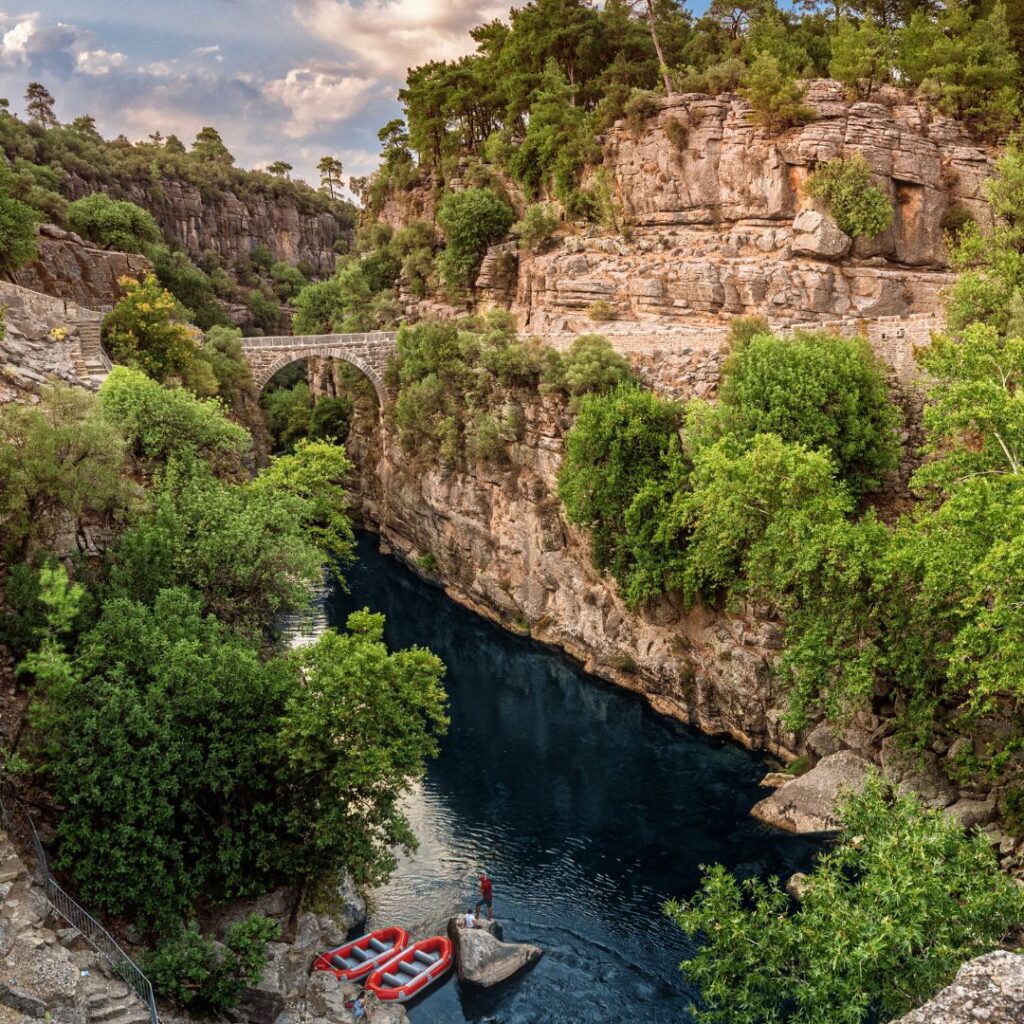 River flowing through mountainous region