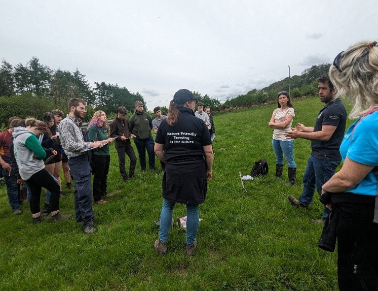 Resilient Grasslands team teaching students at the Llysfasi agricultural college