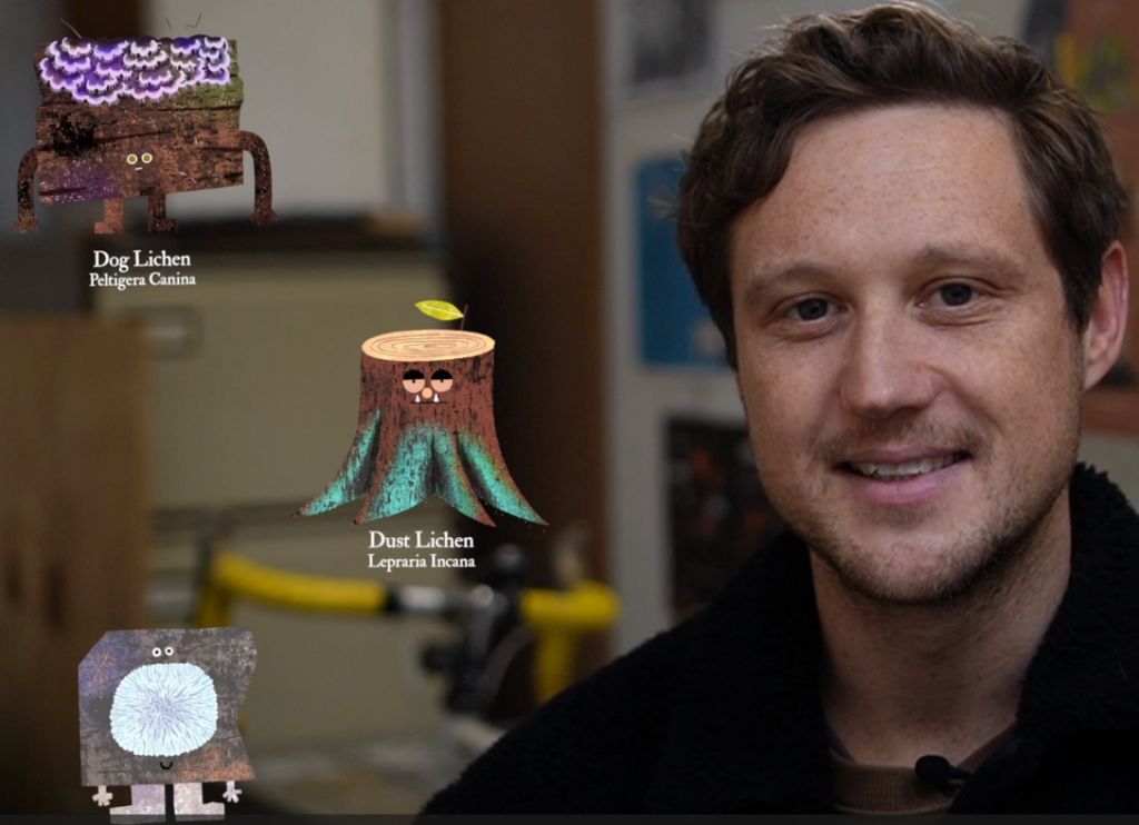 Rob Hodgson with lichen characters
