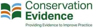 Logo for Conservation Evidence. Text reads, Conservation Evidence, Providing evidence to improve practice