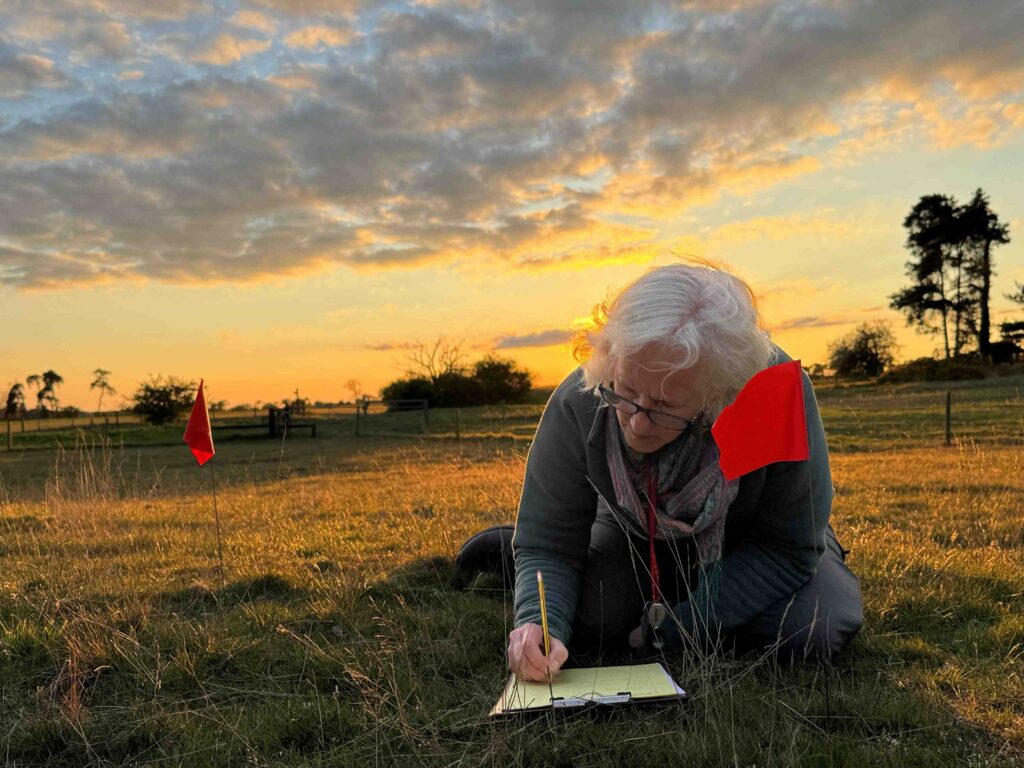 Woman recording plants