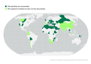Image shows a world map with all IPA areas highlighted in green shading.